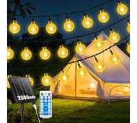 2500mAh Guirlande Solaire Exterieur, 12M 60LED Guirlande Lumineuse Solaire étanche à l'eau avec 8 modes, commande de temps et fonction de mémoire, Lumière Solaire Extérieur pour jardin, terrasse