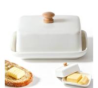 250g Beurrier Ceramique Beurrier Blanc Avec Couvercle Boite a Beurre | Passe au Lave-Vaisselle Organisateur de Cuisine pour Conserver le Beurre, le Fromage et les Collations 16,5X13X5cm