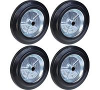 250mm 10" roue en caoutchouc noir avec alésage central en acier pressé 20mm 210kg - Jeu de