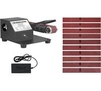 250W Mini ponceuse à bande verticale et horizontale Ponceuse à bande électrique Machine à poncer et à polir Petite ponceuse à bande 7 vitesses avec 10 bandes abrasives pour le polissage du bois, de l'