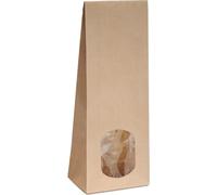 250x sachets à fond plat avec fenêtre ovale - 500g - taille L 10,5 x P 6 x H 29 cm - sacs en papier à fond plat Sacs cadeaux en papier (500g - avec fenêtre ovale, 250 pcs.)