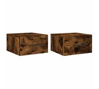 259942& Tables de chevet murale - Armoire Suspendue -s 2 pcs chêne fumé 35x35x20 cm