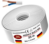 25m de câble flexible en plastique H05VV-F 2x2,5 blanc Câble flexible pour appareils
