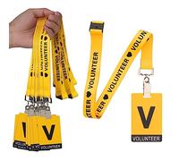 25pcs Lanières de Volunteer avec 25pcs Badges d'Identification de Volunteer, Lanière Porte Badge Lanières de Bénévole avec Badges pour Exposition Sur le Campus de l'Entreprise (Jaune)