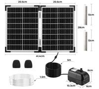 25W Pompe Solaire Bassin Extérieur,260L/H,Max 200cm,Panneau en Verre 100% avec Moteur sans Balais,INCL 4+4 Buses