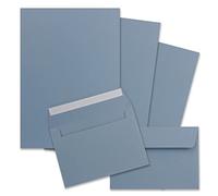25x sets de papier à lettres A4 avec enveloppes C6 - fermeture: Auto-adhésive avec Bande Détachable - couleur: gris-bleu - papier mat avec enveloppes - FarbenFroh by GUSTAV NEUSER