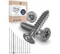 25x Vis à bois tête fraisée en Acier inoxydable Torx V2A vis inox 8x180 pour panneaux d'aggloméré Bois Filetage partiel 8mm fort 180mm long 25 pièce en acier A2