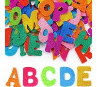 26/52 pièces Autocollants de lettres en mousse pailletée multi-couleurs, autocollants d'alphabet auto-adhésifs A-Z, autocollants d'artisanat DIY 52 pièces,26 pièces,2 ensembles (52)EVA