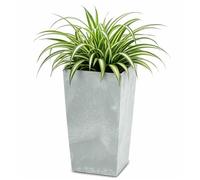 26,6 L Prosperplast Urbi Square Effect pot haut en plastique avec réservoir en gris clair, 50 (H) x 26,5 (L) x 26,5 (P) cms