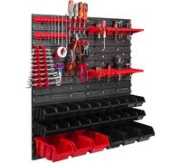 26 bacs gerbables Supports d'outils Étagère murale d'atelier Paroi d'outils 78x78cm Supports d'outils Système de stockage Bacs à bec Étagère murale extra-résistante Étagère extensible Étagère d'atelie