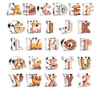 26 grands emporte-pièces alphabétiques de 6,5 cm - Lot d'emporte-pièces ABC en acier inoxydable, emporte-pièces en métal pour pâte à sucre, pour Noël, les anniversaires et autres fêtes (26)
