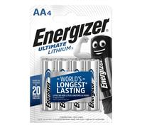 Energizer Ultimate Lithium Piles AA (Lot de 4), la Plus Durable au Monde | Longue durée pour appareils à Haute consommation, Emballage 100% Recyclable, Conservation 25 Ans