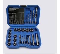 26pcs douille extracteurs de boulons antivol, extracteur d'ecrou endommagés Cr-Mo Matériau 8-19mm pzcc