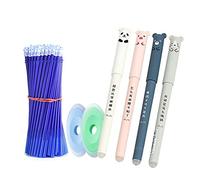 26pcs stylo gel effaçable ensemble de recharge d'encre bleue cochons mignons motif de chat panda 0.35mm stylo à friction Rollerball facile à frotter pour les enfants étudiants adultes