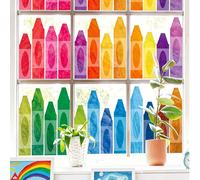 27/3 pièces Autocollants de fenêtre de rentrée scolaire en forme de crayon, autocollants de fenêtre à double face en aquarelle, autocollants de fenêtre en crayon colorés, décoration de fenêtre en verr
