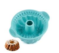 27 cm Moule Silicone Kouglof, Antiadhésif Moules à Kouglof en Silicone | Rond Anneau Cuisson Cannelé de Qualité Supérieure, Charlotte Forme de Spirale pour Muffins, Pudding, Gâteaux, Gelée (Bleu)