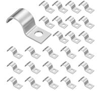 27 Colliers de Serrage 2 Trous collier durite essence Acier inoxydable,Haute performance,Support de tuyau,Trou unique U Pour câble,Tube vide,Diamètre : 15-16 mm