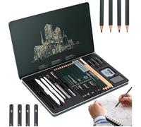 27 Pcs Kit Dessin Professionnel, Estompeur Dessins, Crayons à Dessin pour Artistes, Crayon Graphite(2H - 8B) et Fusain
