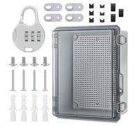 27 Pièces Coffret Électrique Étanche Extérieur IP67, Boîte de Dérivation Étanche Électrique avec Cache Compteur, 220x170x110mm, Bornier, Montage Mural Polyvalent et Serrure à Combinaison Incluse