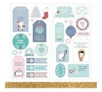 27 stickers puffies Père Noël + masking tape doré à paillettes 5 m Multicolore G