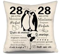 28 Ans à être Monsieur Parfait 28 Ans à être Madame Toujours Parfaite Housses de coussin pour les couples mari femme parents tante oncle amis Joyeux 28ème anniversaire de mariage cadeau (28 ans-b)