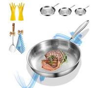 28 Cm Poele Titanox，Poêle En Titane Pur Martelé - Poêles À Frire Antiadhésive Naturelle Sans Revêtement Chimique, Poêles Titane Pro Compatible Induction Et Vitrocéramique (Sans couvercle, 26CM)