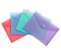 28 enveloppes format A5 avec rabat à bouton-pression, couleurs pastel, dimensions 23x17 cm