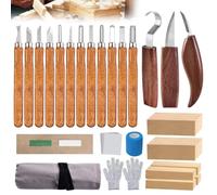 28 Pcs Kit De Sculpture Sur Bois, Kit D'outils De Sculpture Sur Bois, Couteau Sculpture Avec Gants,Blocs,Cire De Polissage Et Sac De Rangement, Outils De Sculpture Bois Pour Débutants Et Professionnel