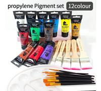 28 pièces Set de peinture acrylique, 12 couleurs de 35 ml avec 10 pinceaux, 5 couteaux de palette, 1 palette, convient à diverses occasions de peinture, rentrée scolaire, fournitures scolaires Polychl