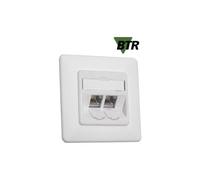 28345870 130B11D21002-E Prise murale BTR module C6A, Cat 6A, 180°, 2-prises, encastrable, blanc pur RAL 9010