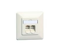 BTR E-DAT C6A UP - Prise à montage encastré - CAT 6 - RJ-45 X 2 - blanc pur, RAL 9010