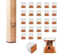 28pcs Carré Protection Pied de Chaise Silicone, Patin de Chaise, Protections de Sol en Silicone Transparent pour Sols en Bois Dur, pour Pieds de Chaise avec Patins en Feutre, Petite(13-23mm)