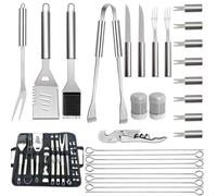 29 Ustensiles Barbecue en Acier 420,Kit d'Accessoire Grill,BBQ Cadeau Homme | Kit d'Accessoires Grill Pratiques avec Sac Portable - Set Outils pour Camping d'Extérieur et Pique-Nique les déplacements.