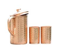 2activelife Carafe à eau en cuivre avec tasses en cuivre | 1,5 l (50 onces), marron, bienfaits pour la santé de l'Ayurveda