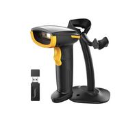 Inateck BCST-35_BLACK Lecteur Code Barre 2D CMOS Portable Bluetooth/USB, Scan 40cm, Batterie 2000mAh, ABS/PC/TPU, 205g, Noir/Jaune