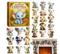 2D Flat Acrylic Animal Ornament | 2026 Christmas Calendar Advent | Elephant Ornament Calendar Advent For Women Kid Porch Fireplace Patio Holiday Men