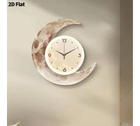 2D Horloge murale design minimaliste de lune, mouvement à quartz super silencieux, sans tic-tac, convient pour la chambre à coucher, la salle à manger, le salon, le bureau, l'arrière-plan du canapé, l