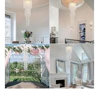 2D plat, lustre décoratif moderne à perles colorées pour chambre de mariage de Noël, abat-jour à 3 couches de perles, suspension de plafond avec perles et gouttes de cristal en acrylique pour célébrat
