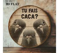 [2D Plat] Panneau en bois rond plat 2D de style français, design de plaque signalétique vintage, thème "Salutations des pigeons", décoration humoristique de pigeon, parfait pour décorer la cuisine, la
