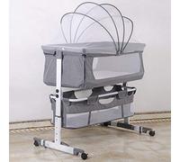 2en 1 Lit bébé Berceau Cododo,Berceau Cododo avec Matelas et Moustiquaire,Lit Bébé Cododo pour Les Bébés de 0 à 36 Mois Pliable,Berceau bébé Mobile Lit d'Appoint,4 roulettes (92*58*70-90cm,gris)