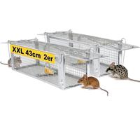 2er Piege a Rat Cage Rat XXL 43x14x12cm Piège à Souris Vivante pour Rats Loir Mulot Rongeurs Souris Attrape Rat à Double Porte Piege a Souris sans Tuer Piège à Rats Haute Sensibilité & Réutilisable