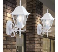 2er Set Extérieur Mur Lanternes Maison Jardin Verre Lumières Style Antique Alu