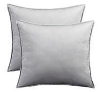 2er-Set Housse d Oreiller 45x45cm Gris Clair, Housse de Coussin Personnalisé Velours Couleur Unie de Luxe pour Taies d'oreiller de Canapé Salon