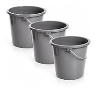 2friends Lot de 3 seaux de nettoyage de 10 l - Avec échelle de mesure et poignée en métal - Seau de nettoyage en plastique sans BPA - Gris - Polyvalent et robuste - Fabriqué en UE