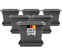 2friends Lot de 6 oasis de plantes : pot de fleurs 28 × 28 cm (16 l) avec soucoupe - Pot de fleurs allemand de qualité supérieure en anthracite