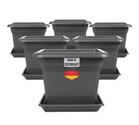 2friends Lot de 6 pots de fleurs - Grand extérieur - 48 x 48 cm - Anthracite - XXL - Pour l'extérieur - Robuste - Design moderne - Pour jardin et terrasse
