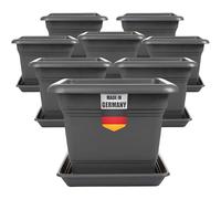 2friends Lot de 8 grands pots de fleurs d'extérieur - 48 x 48 cm - Anthracite - XXL - Pour l'extérieur - Robuste - Design moderne - Pour jardin et terrasse
