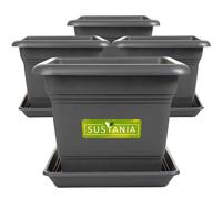 2friends Sustania Grand bac à Plantes extérieur, Set de 4-40x40 Pot de Fleurs Robuste, Grand bac à Fleurs, Cache-Pot Anthracite, Pot de Plantes Haut pour Jardin & terrasse