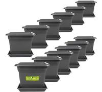 2friends Sustania Jardinières Angulaires 28x28 Anthracite Set de 12 - Robuste Grand Pot de Fleurs, Cache-Pot Idéal pour Plantes de Tomates, Pots de Plantes Angulaires Plastique pour Jardin & Balcon