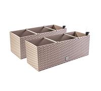 2in1 Set 2X Jardinière Balcon Jardinière Aspect Rotin 4 Couleurs Pot de Fleurs (Moka)